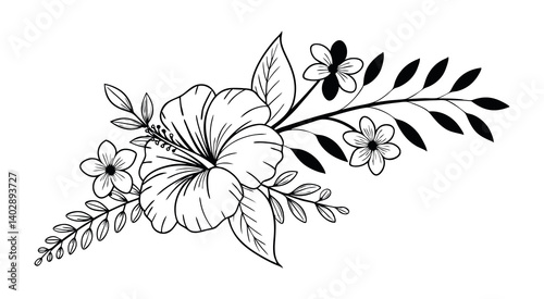 Abstract floral decoration flowers vector Design line art illustration silhouettes Floral vintage sketch   