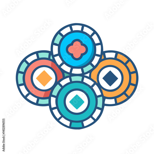Poker Chips Icon Representing Gambling and Casino Gaming