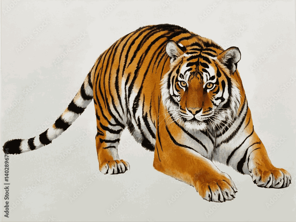 Fototapeta premium Watercolor monarch bengal tiger isolated vector illustration svg