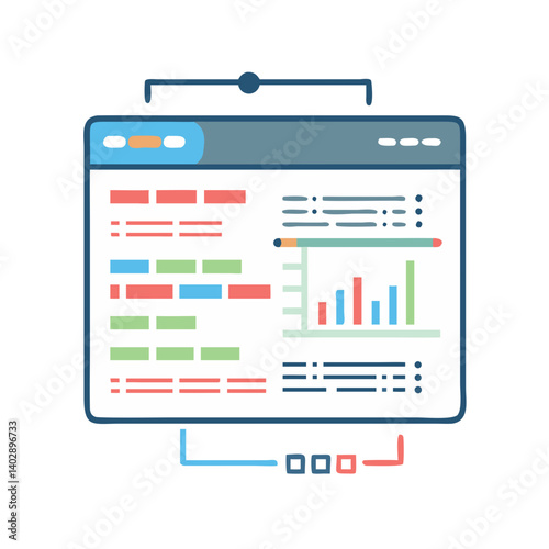 Project Timeline Interface Icon Representing Gantt Chart and Task Scheduling