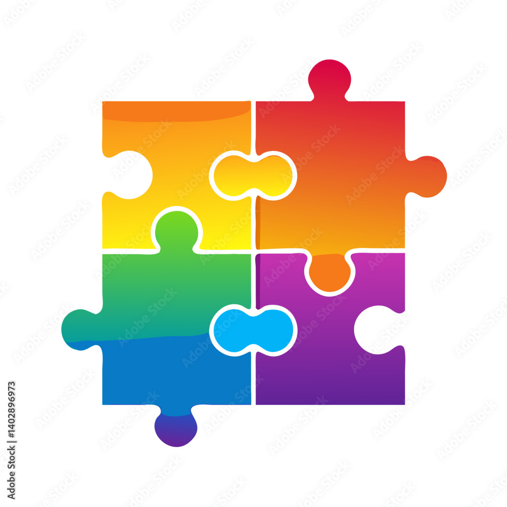 Rainbow Puzzle Icon Representing Color Learning and Problem-Solving Skills