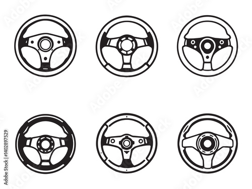 Steering Wheel Clean Line Sketch