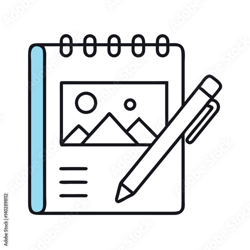 Sketchpad with Pencil Icon Representing Drawing and Creative Illustration