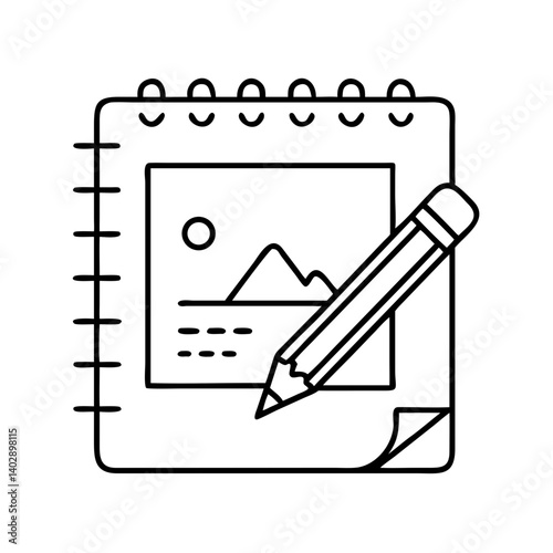 Sketchpad with Pencil Icon Representing Drawing and Creative Illustration