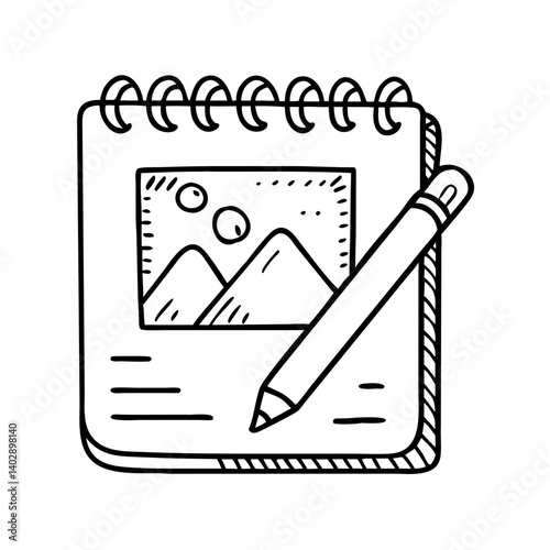 Sketchpad with Pencil Icon Representing Drawing and Creative Illustration
