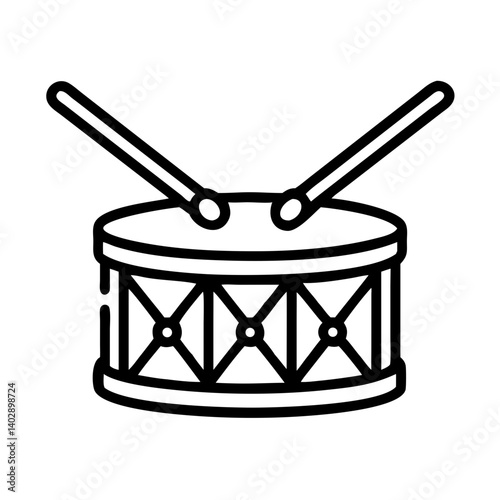Snare Drum with Sticks Icon Representing Music Performance and Rhythm