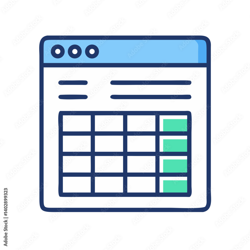 Spreadsheet Interface Icon Representing Organization and Data Management Spreadsheet Interface Icon Representing Organization and Data Management