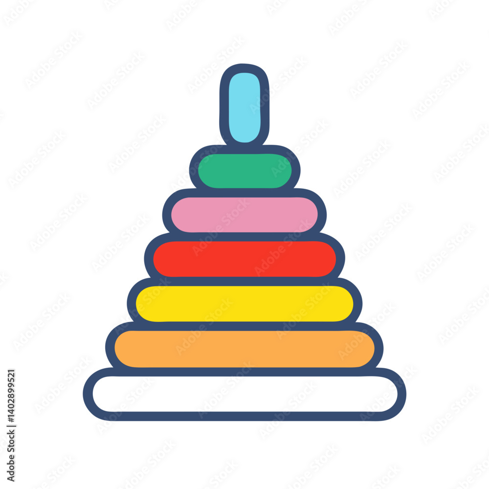 Stacking Rings Icon Representing Fine Motor Skills Development Toy Stacking Rings Icon Representing Fine Motor Skills Development Toy
