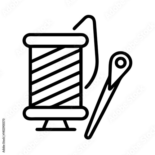 Thread and Needle Representing Textile and Sewing Craft