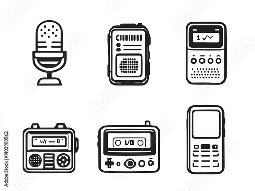Voice Recorder Vector Line Drawing