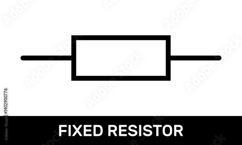Fixed Resistor Icon. Rectangular Resistor Symbol. IEC Standard Fixed Resistor Schematic Diagram
