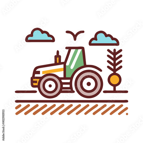 Tractor on Field Representing Agriculture and Farming Practices