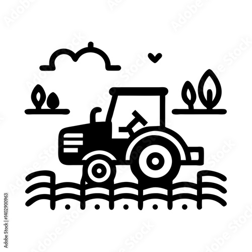 Tractor on Field Representing Agriculture and Farming Practices