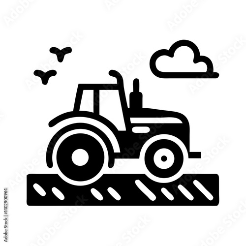 Tractor on Field Representing Agriculture and Farming Practices