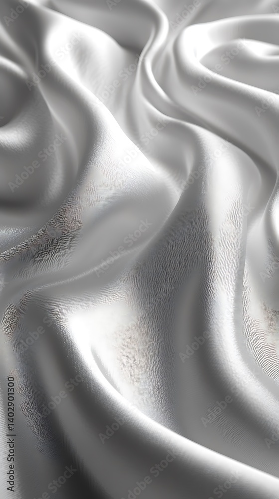 Obraz premium Elegant Silver Satin Phone Wallpaper Flowing Shiny Fabric with Soft Folds | Luxury 4K Mobile Background