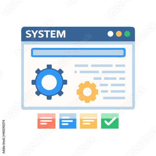 Web Dashboard with Gear Representing System Settings and Configuration Control