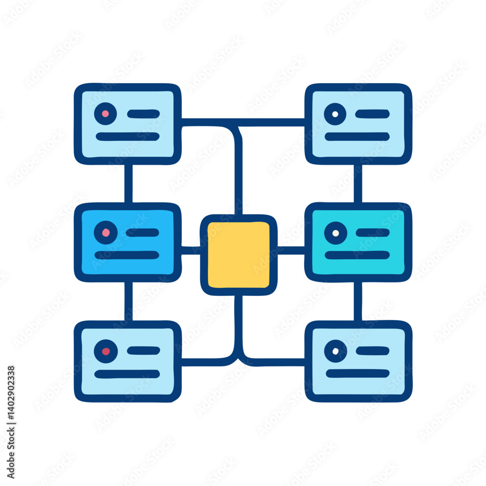 Workflow Panel with Connected Nodes Representing Process Automation and System Integration