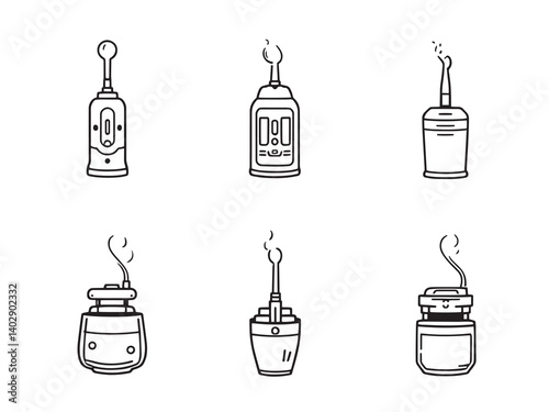 Water Flosser Clear Vision Simple Line Art White Background