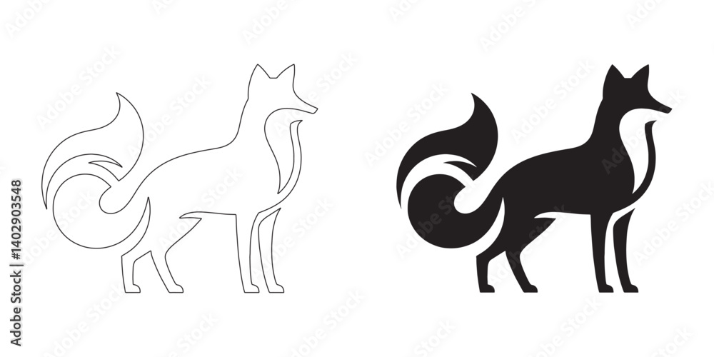 Simple fox silhouette in digital-ready vector – elegant line art style – fox icon – fox illustration – fox lineart – fox line art
Simple fox silhouette in digital-ready vector – elegant line art style – fox icon – fox illustration – fox lineart – fox line art