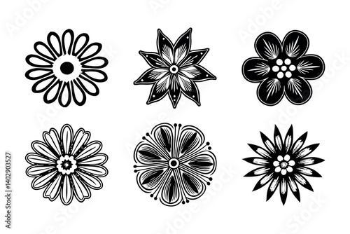 Abstract floral decoration flowers vector Design line art illustration silhouettes Floral vintage sketch   