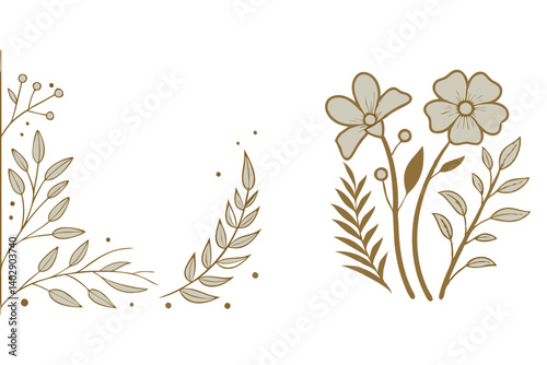 Abstract floral decoration flowers vector Design line art illustration silhouettes Floral vintage sketch   