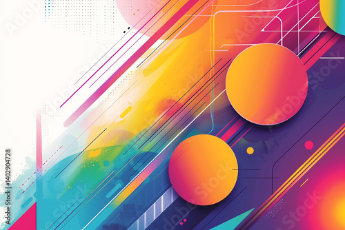 A vibrant and abstract vector art featuring geometric shapes and bold colors.