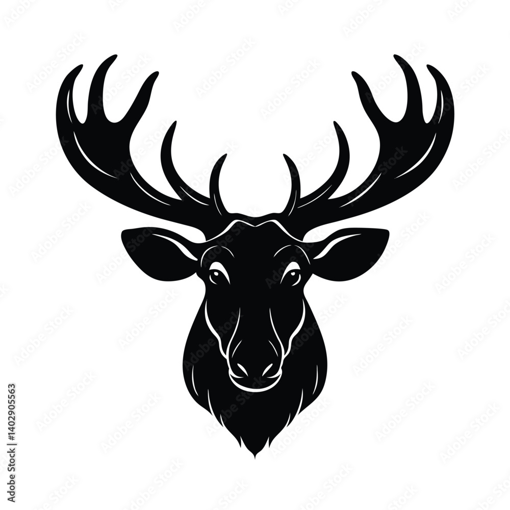 moose head wide antlers vector art silhouette moose head wide antlers vector art silhouette