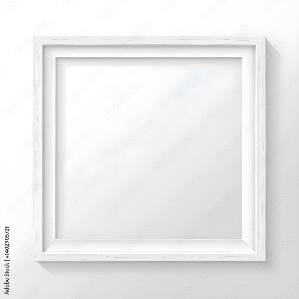 White Square Frame Mockup on White Wall White Square Frame Mockup on White Wall