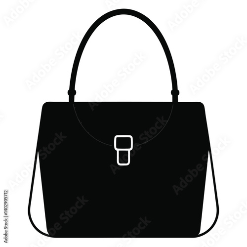 Stylish Black Handbag Silhouette Vector Graphic