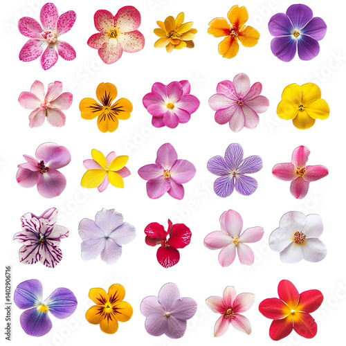 set of flowers isolated on transparent background png