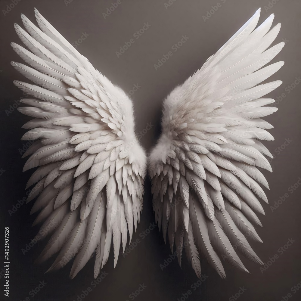 Fototapeta premium White Feather Wings on Dark Background