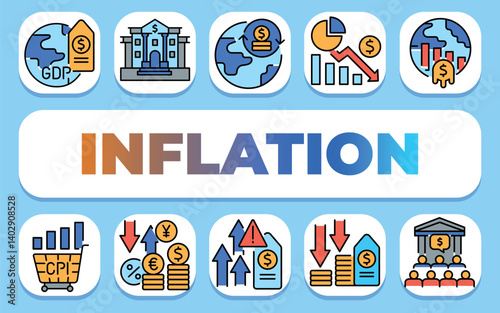 inflation text concept. Shablon for presentation and Infographics.