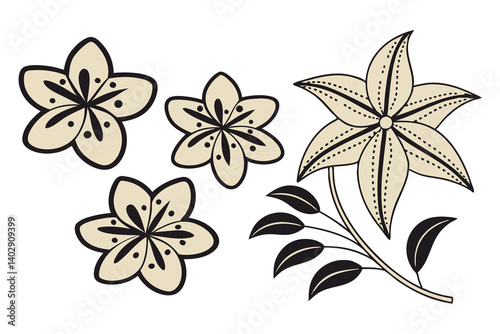 Abstract floral decoration flowers vector Design line art illustration silhouettes Floral vintage sketch   