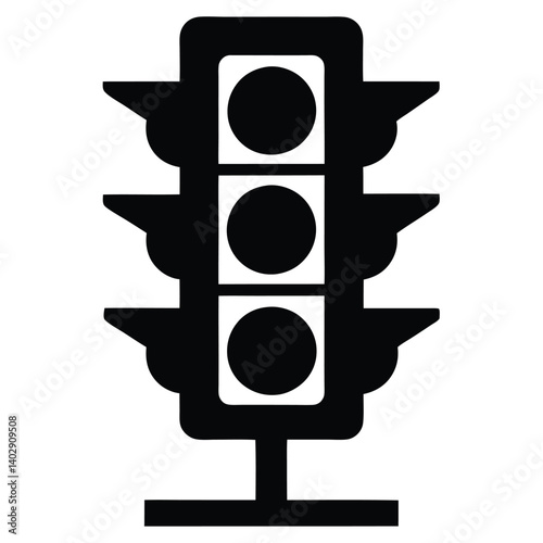 a very simple traffic light black silhouette on white background 