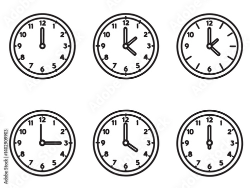 Clocks set line art 