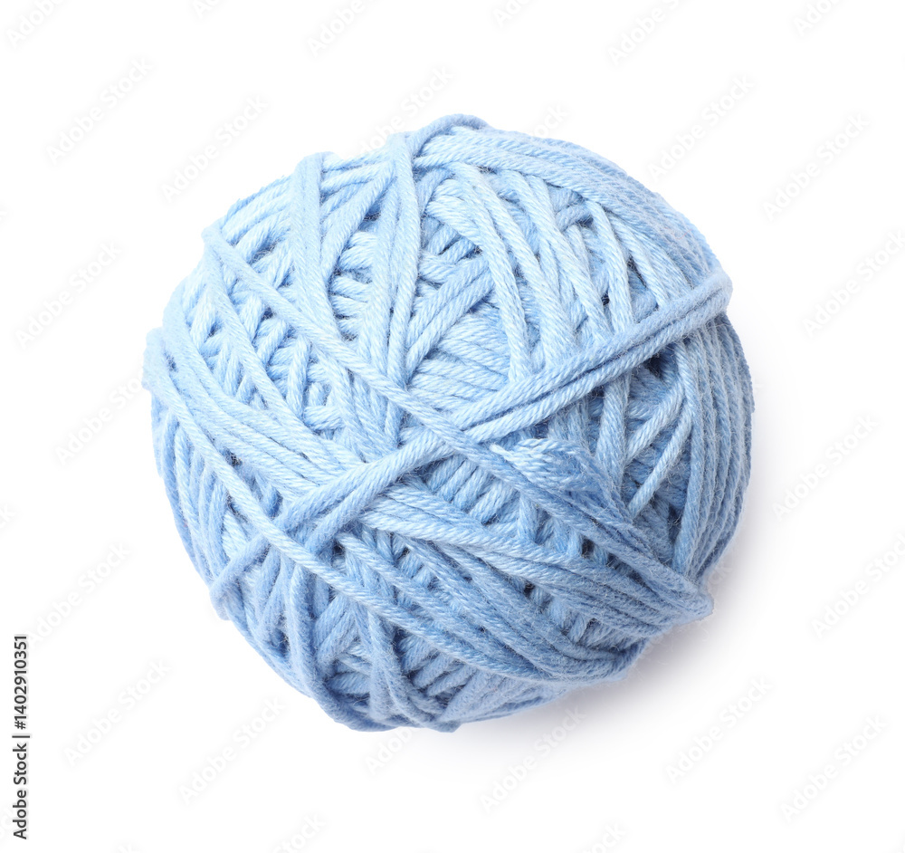 Soft light blue woolen yarn isolated on white Soft light blue woolen yarn isolated on white