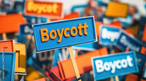 Protesters display colorful signs calling for a boycott during a rally for social change in the city center