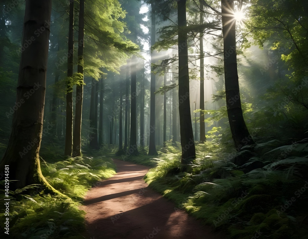 Obraz premium Sunbeams in the Forest