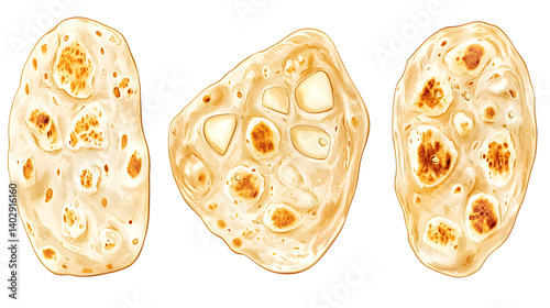 Delicious Indian Naan Breads with Garlic and Butter on Display for Culinary Inspiration