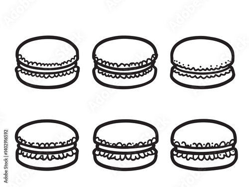 Macarons set line art