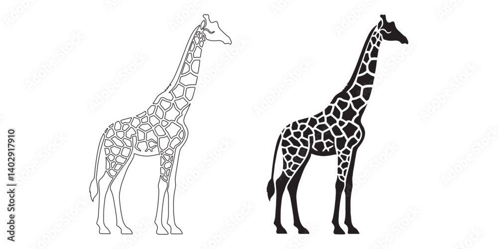 Obraz premium Cute giraffe silhouette in clean vector style – perfect for zoo and wildlife themes – giraffe icon – giraffe illustration – giraffe lineart – giraffe line art