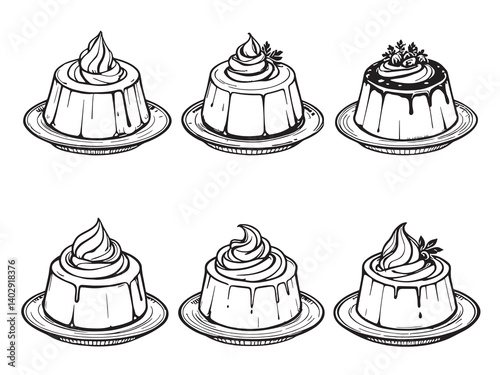 Panna Cotta set line art