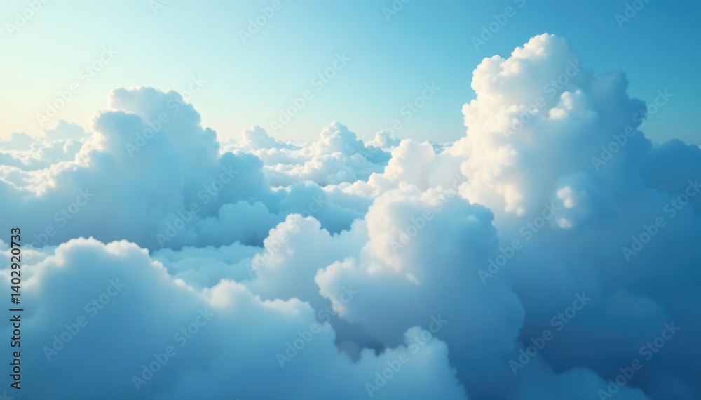 Whispering clouds in soft light blue misty atmosphere, nature, airy Whispering clouds in soft light blue misty atmosphere, nature, airy