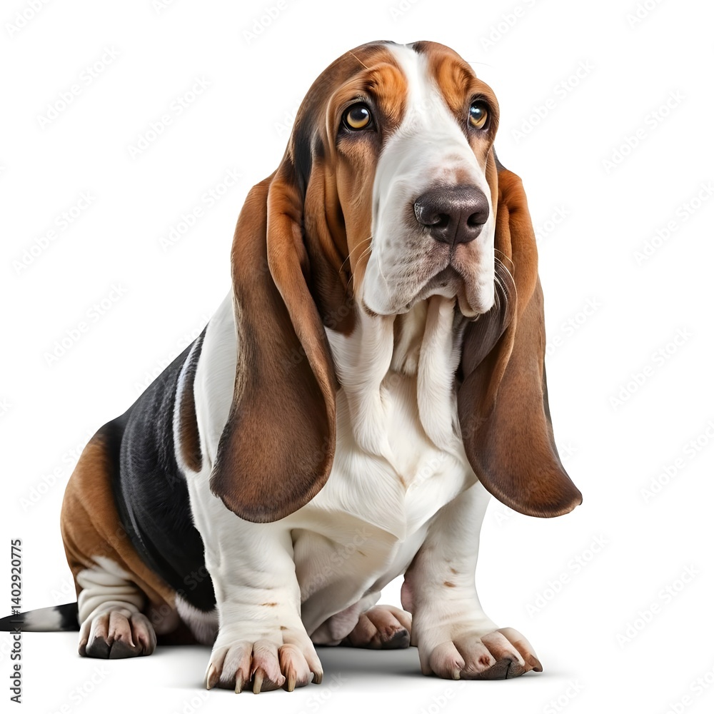 Adorable Basset Hound Puppy Sitting Adorable Basset Hound Puppy Sitting