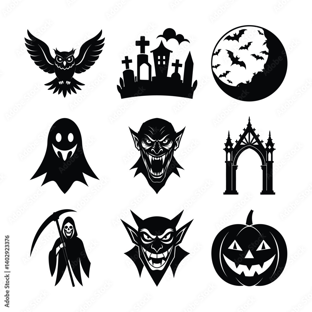 Fototapeta premium halloween icons set