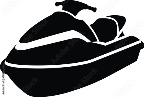 Black and white silhouette of a jet ski, perfect for branding, digital art, and transportation-related design.