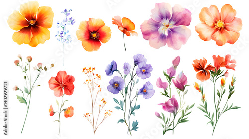 Elegant Floral Design Elements on White Background for Creative Projects