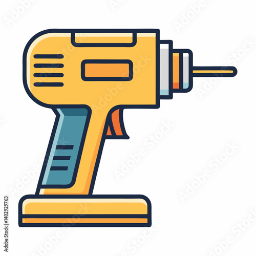 Drill Machine  Outline Vector Illustration on white backgound