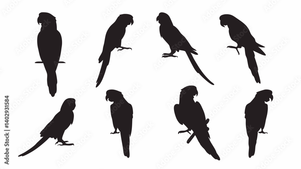 Obraz premium Parrot Macaw silhouette vector set
