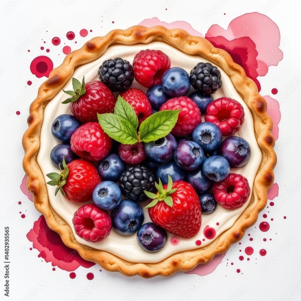 Rustic Berry Tart with Fresh Mixed Berries on Creamy Filling and Flaky Crust Rustic Berry Tart with Fresh Mixed Berries on Creamy Filling and Flaky Crust
